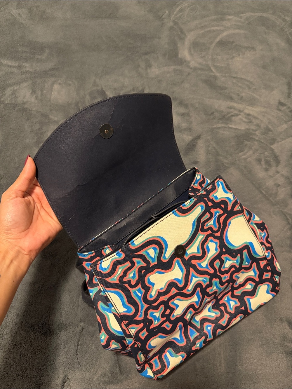 Tous Navy Multicolor Abstract-Print Mini Backpack - Picture 4 of 4